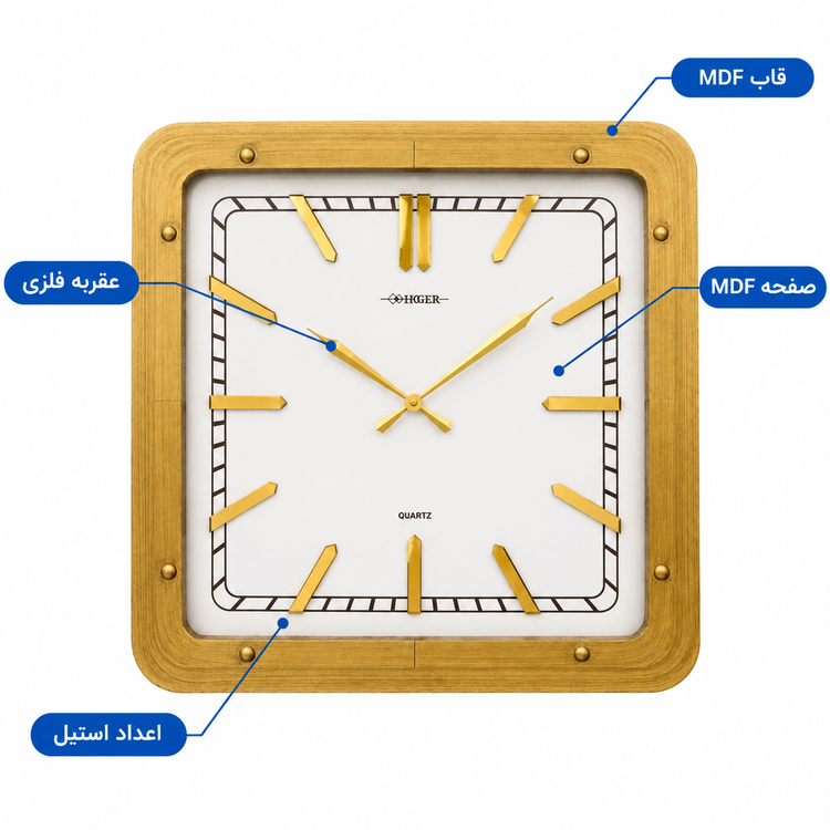 ساعت دیواری HOGER کد 1432 طلایی