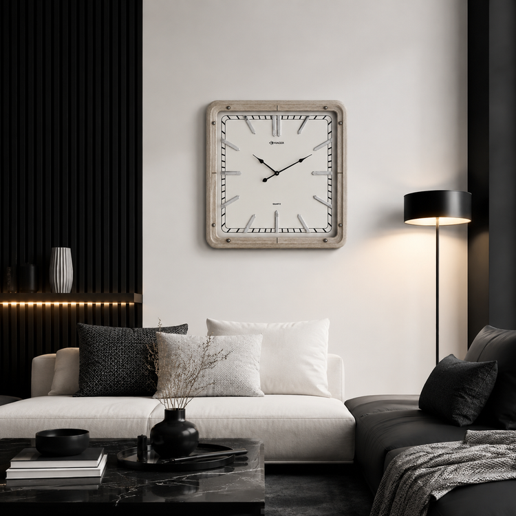 ساعت دیواری HOGER کد 1435 نقره ای
